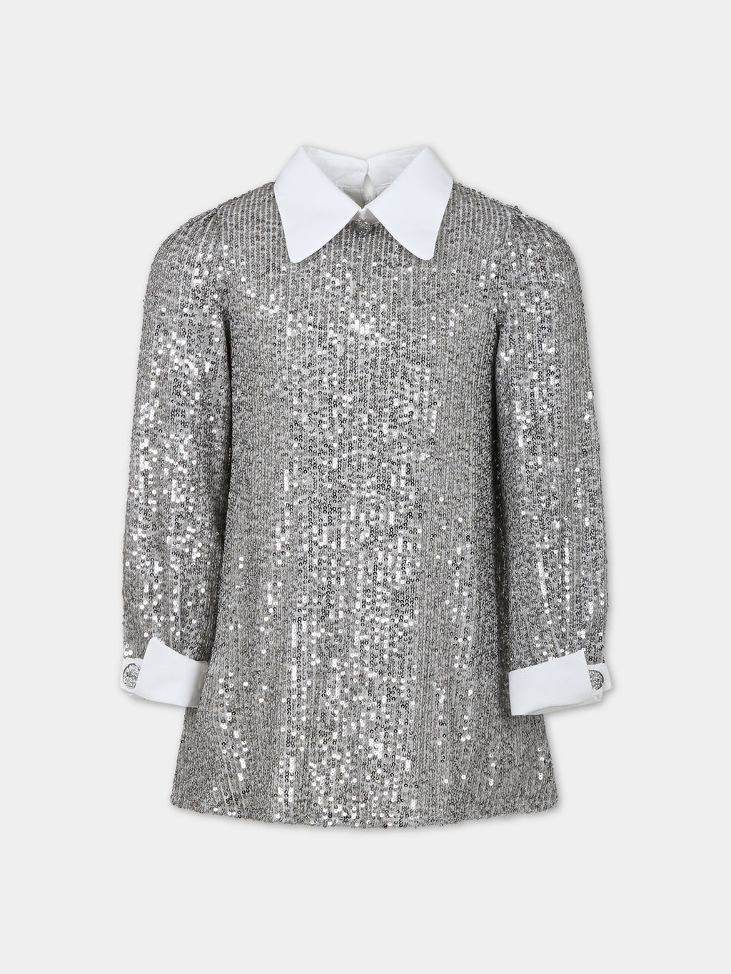 Silver dress for girl with sequins